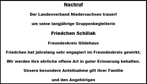 Nachruf Friedchen Schillak 2022